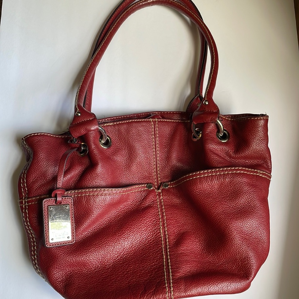 Tignanello red pebbled leather bag